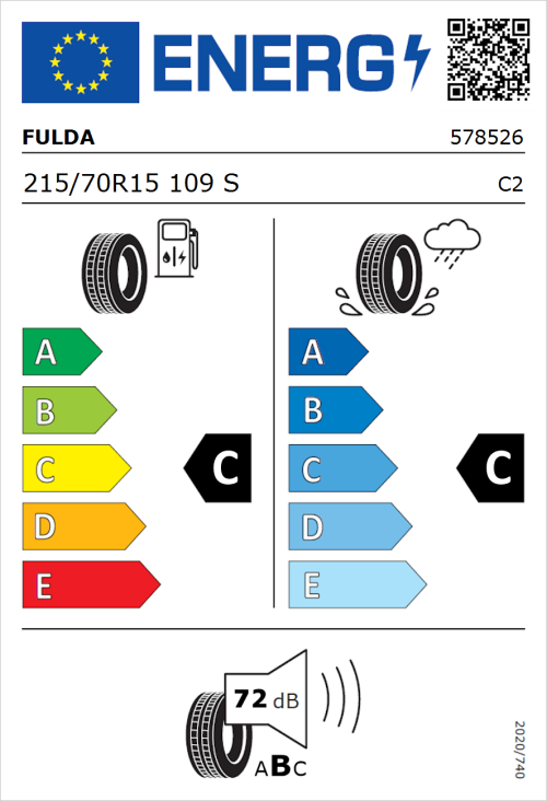 Tyre Label for Fulda Conveo Tour 2 215/70R15 109S